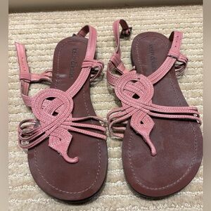Kelly & Katie Pink and Brown Leather Sandals